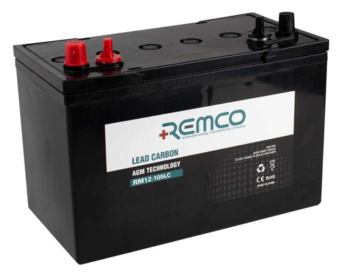 AGM 12V 105AH REMCO LC AGM RM12-105LC DEEP CYCLE GRP 27 D/T 306MM X 168MM X 220MM