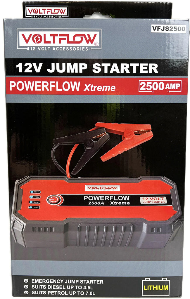 Voltflow VFJS2500 2500 Peak Amps PowerFlow Xtreme Lithium Jump Starter & Power Pack - Suits 7.0L Petrol, 4.5L Diesel