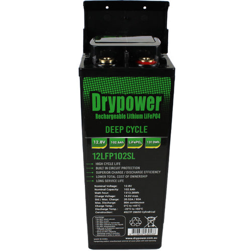 Drypower 12.8V 102.6Ah front terminal lithium iron phosphate (LiFePO4) rechargeable battery - batterybrands
