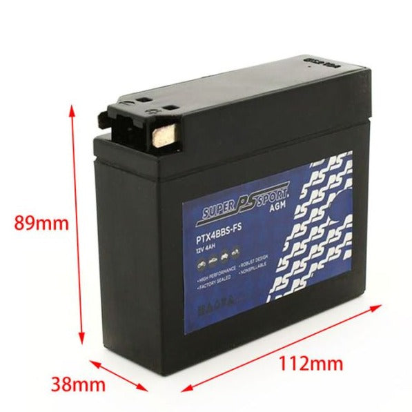 SuperSport AMG Motorcycle Battery PTX4BBS-FS -PowerSonic(Maintenance FREE)