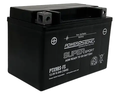 SuperSport AMG Motorcycle Battery PTX9BS-FS AGM -PowerSonic (Maintenance Free)