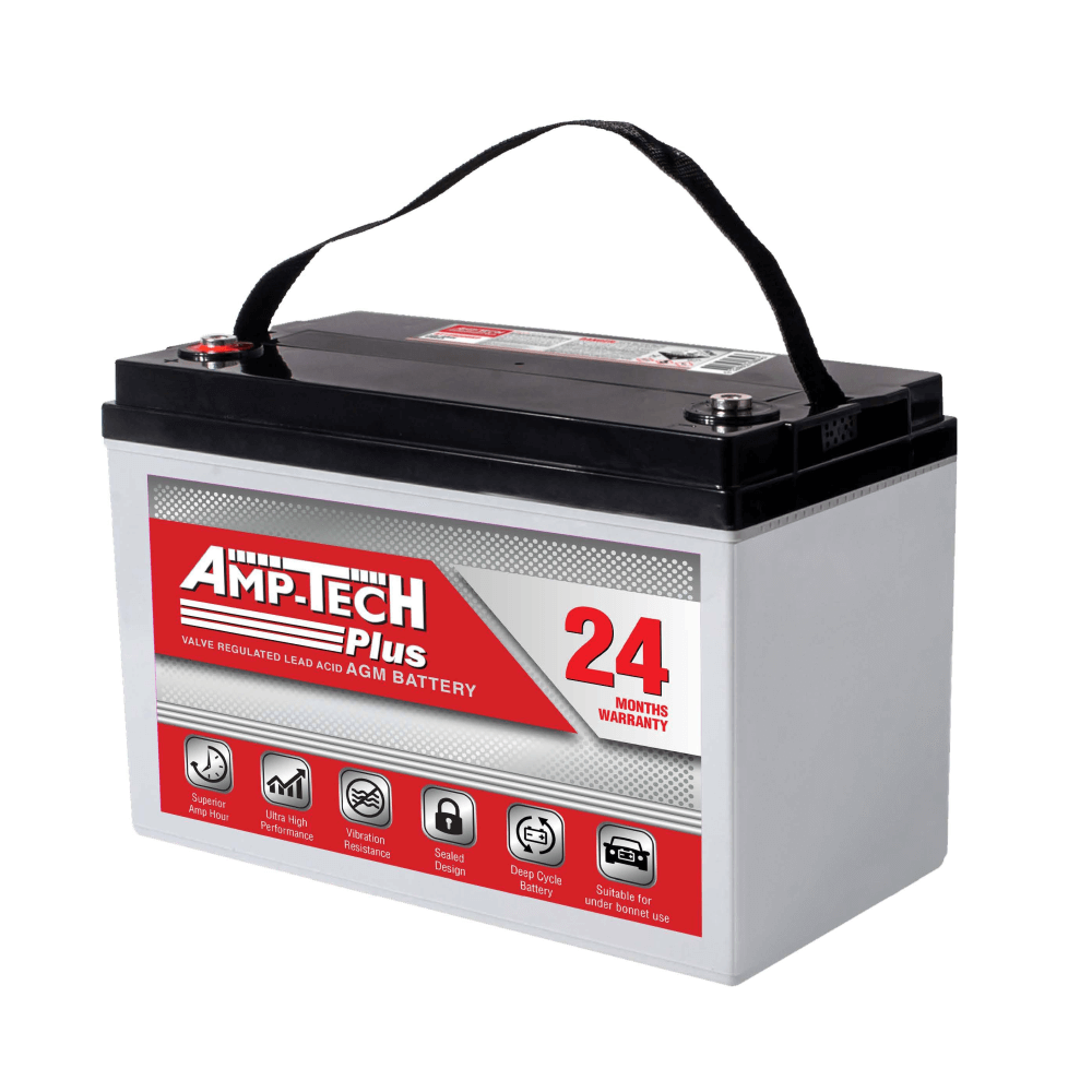 Amp-Tech AT129000DSP VRLA/AGM Deep Cycle/ STARTING Battery  12V 105Ah 650CCA SUITABLE UNDER THE BONNET