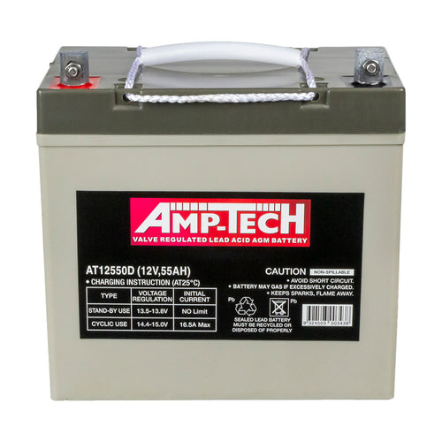 AT1255D 12V 55AH AMP-TECH VRLA AGM DEEP CYCLE BATTERY - batterybrands