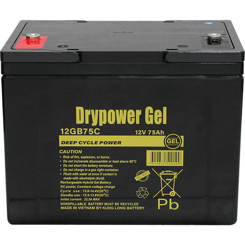 Drypower 12V 75Ah Sealed Lead Acid Hybrid Gel Battery for deep cycle motive power - batterybrands